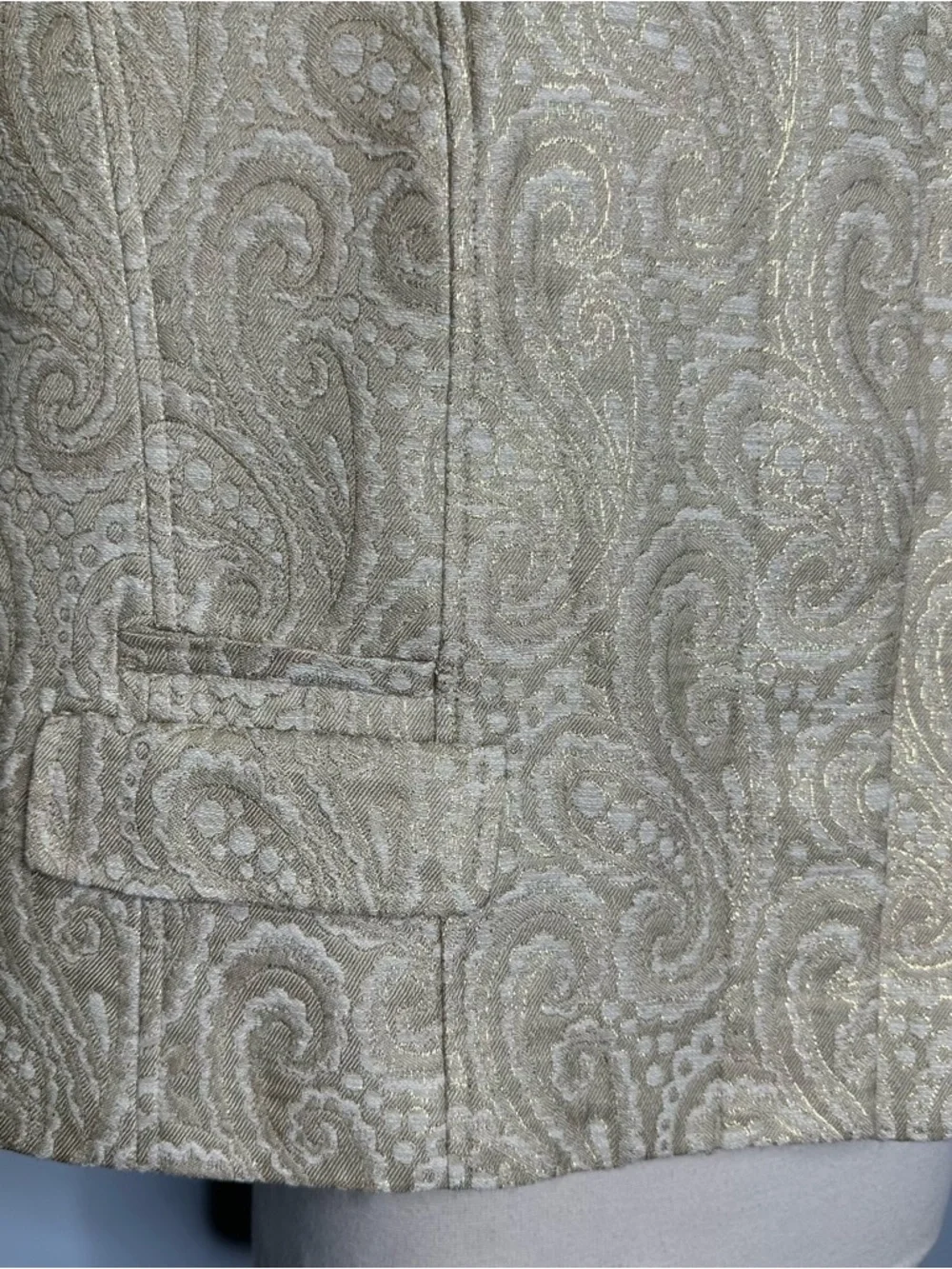 Talbots Women’s Gold Brocade Paisley Swing Crop Jacket Blazer Size 14 BNWOT! - Picture 5 of 11